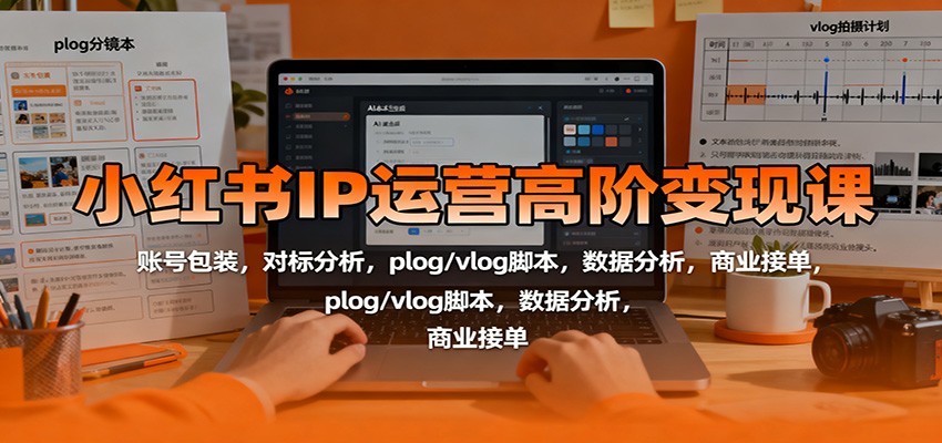 小红书IP运营高阶变现课：账号包装，对标分析，plog/vlog脚本，数据分析，商业接单-网创资源站