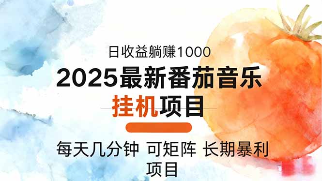 2025年最新番茄音乐人挂机项目，每天几分钟，月入1000＋，可矩阵，一台…-网创资源站
