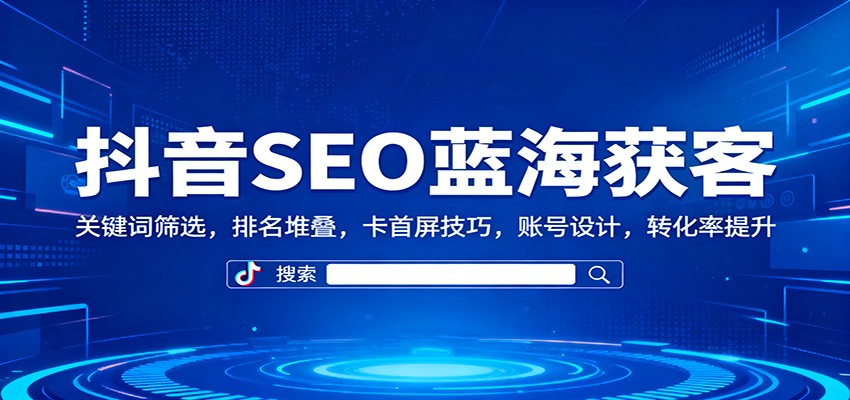 抖音SEO蓝海获客：关键词筛选，排名堆叠，卡首屏技巧，账号设计，转化率提升-网创资源站