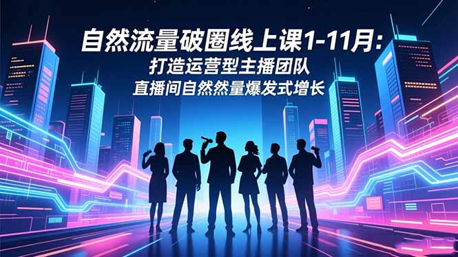 自然流量破圈线上课1-11月：打造运营型主播团队 直播间自然流量爆发式增长-网创资源站