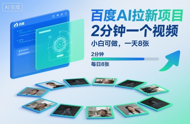 百度AI拉新项目，2分钟一个视频，小白可做，一天8张【附案例+保姆级教程】-网创资源站