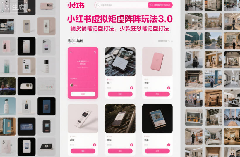 小红书虚拟矩阵玩法3.0，铺货铺笔记型打法，少款狂怼笔记型打法-网创资源站