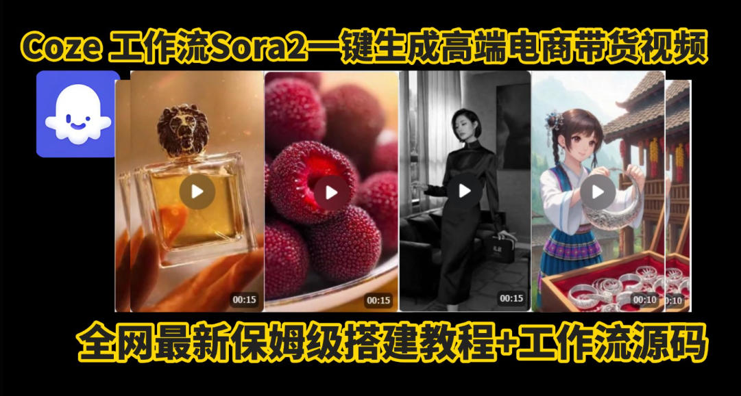 coze智能体sora2一键生成电商带货高端视频工作流保姆级拆解教程，无需剪辑，无需拍摄-网创资源站