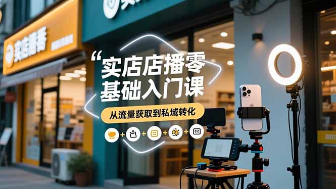 实体店播零基础入门课，实体店+短视频+直播+微信生态+私域社群，从流量获取到私域转化-网创资源站