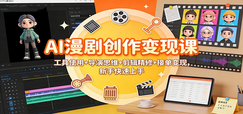 AI漫剧创作变现课：工具使用+导演思维+剪辑精修+接单变现，新手快速上手-网创资源站