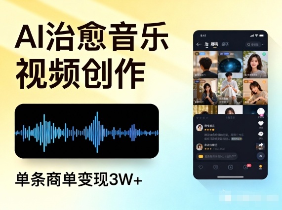 AI做治愈音乐视频，多平台投稿，单条商单变现3W+-网创资源站