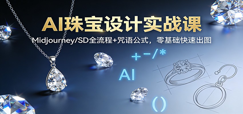 AI珠宝设计实战课：Midjourney/SD全流程+咒语公式，零基础快速出图-网创资源站