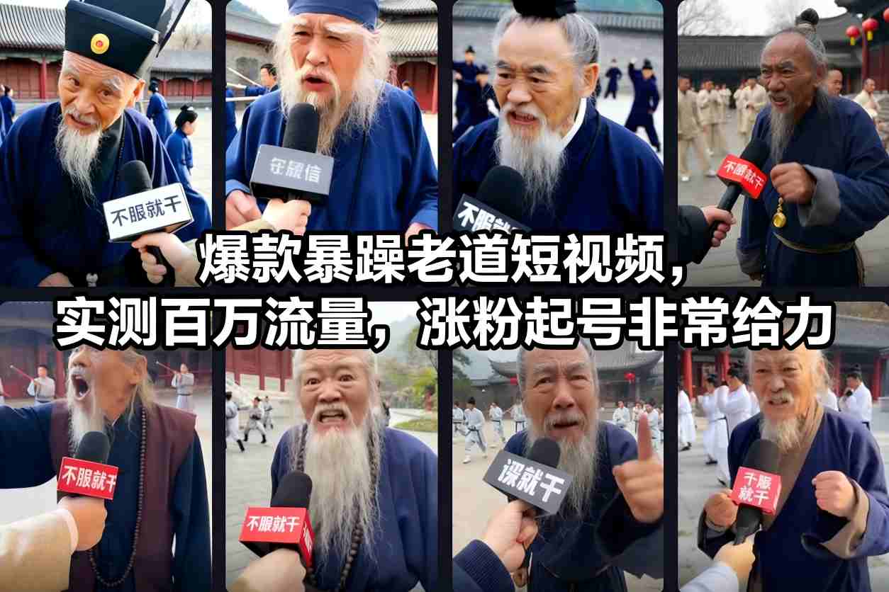 爆款暴躁老道短视频，实测百万流量，涨粉起号非常给力-网创资源站