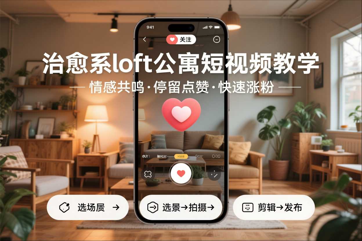 治愈系loft公寓短视频制作教学，情感共鸣引停留点赞关注，快速起号涨粉-网创资源站