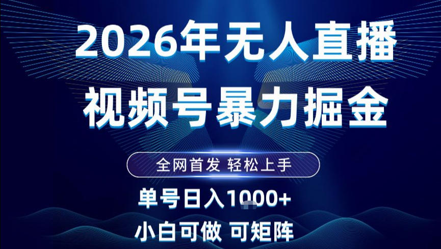 2026最新视频号无人直播掘金，全网首发，小白可以玩，长期稳定日入1k+【揭秘】-网创资源站
