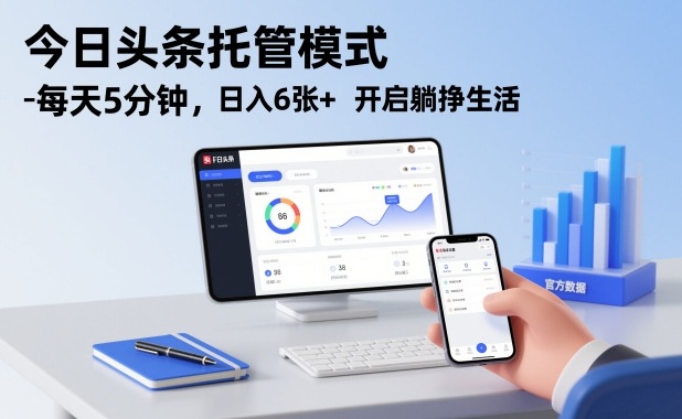 今日头条托管模式，每天5分钟，日入6张+，开启躺挣生活【揭秘】-网创资源站