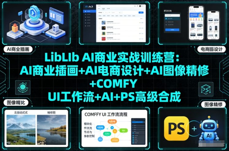LibLIb AI商业实战训练营：AI商业插画+AI电商设计+AI图像精修+COMFY UI工作流+AI+PS高级合成-网创资源站