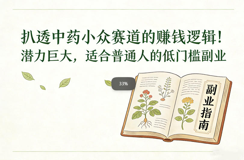 扒透中药小众赛道的賺米逻辑，潜力巨大，适合普通人的低门槛副业-网创资源站