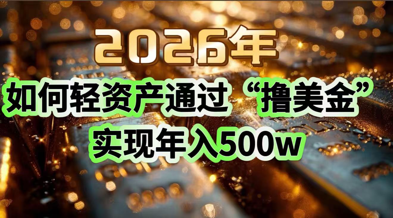 2026年如何轻资产通过“撸美金”实现年入500w-网创资源站