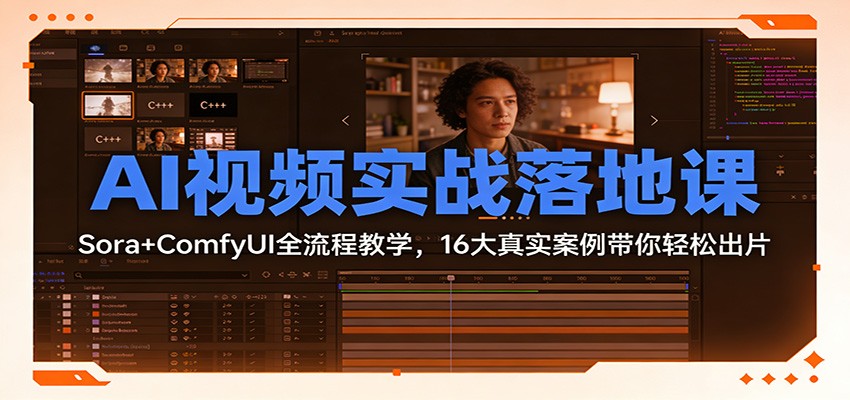 AI视频实战落地课：Sora+ComfyUI全流程教学，16大真实案例带你轻松出片-网创资源站