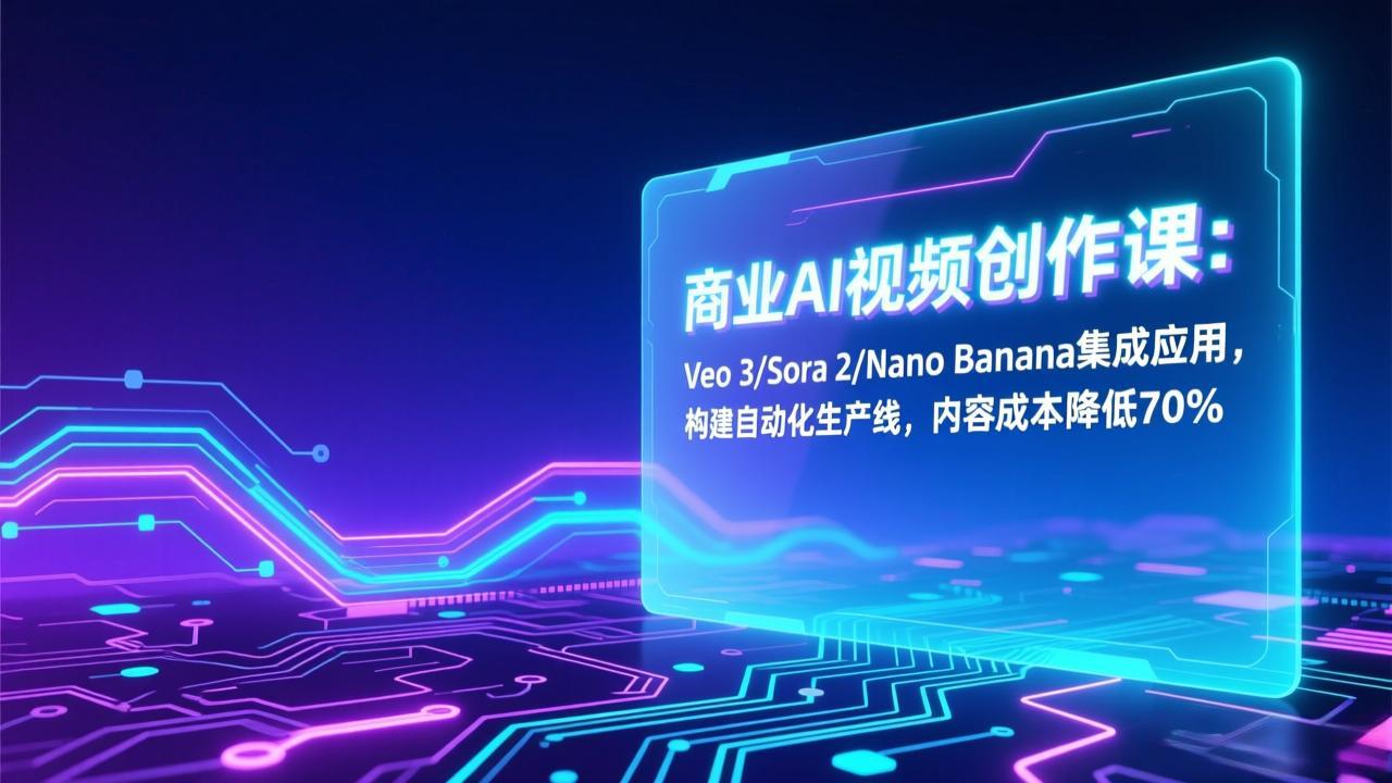 商业AI视频创作课：Veo 3/Sora 2/Nano Banana集成应用，构建自动化生产线，内容成本降低70%-网创资源站