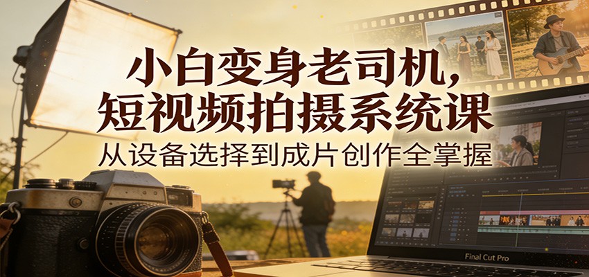 小白变身老司机，短视频拍摄系统课，从设备选择到成片创作全掌握-网创资源站