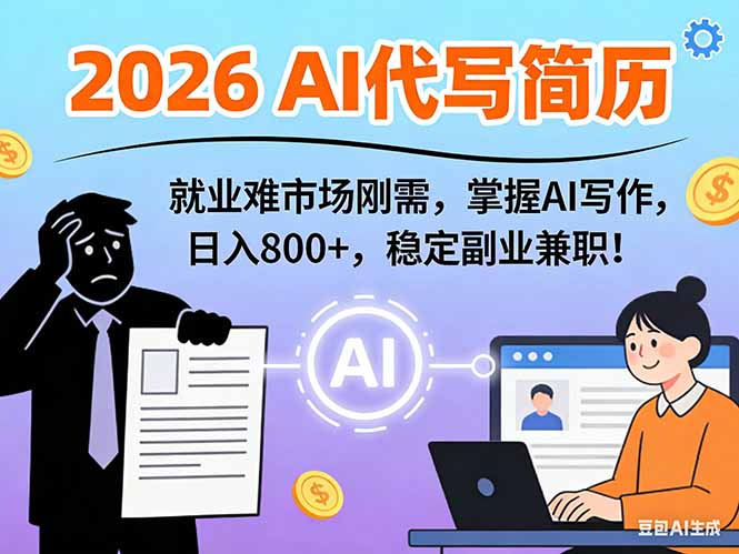 AI代写简历，超暴利，用万能模板月入1-3万实战教程，2026年市场刚需！-网创资源站
