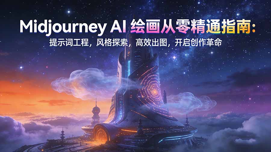 Midjourney AI绘画从零精通指南：提示词工程，风格探索，高效出图，开启创作革命-网创资源站