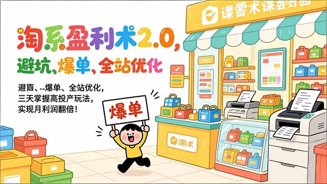 淘系盈利术2.0，避坑、爆单、全站优化，三天掌握高投产玩法，实现月利润翻倍！-网创资源站