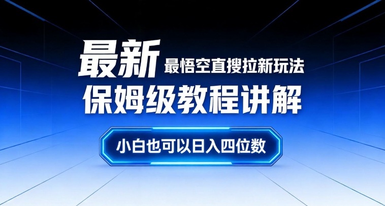 最新最悟空直搜拉新玩法保姆级教程讲解，小白也可以日入四位数-网创资源站