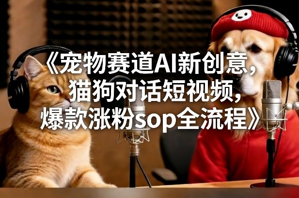 宠物赛道AI新创意，猫狗对话短视频，爆款涨粉sop全流程-网创资源站
