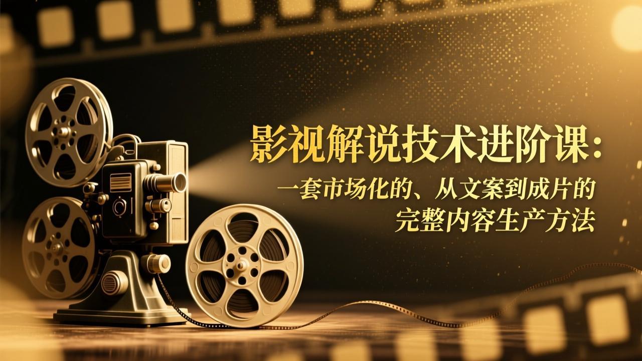 影视解说技术进阶课：一套市场化的、从文案到成片的完整内容生产方法-网创资源站