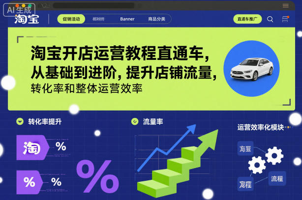 淘宝开店运营教程直通车，从基础到进阶，提升店铺流量，转化率和整体运营效率(更新26年1月)-网创资源站
