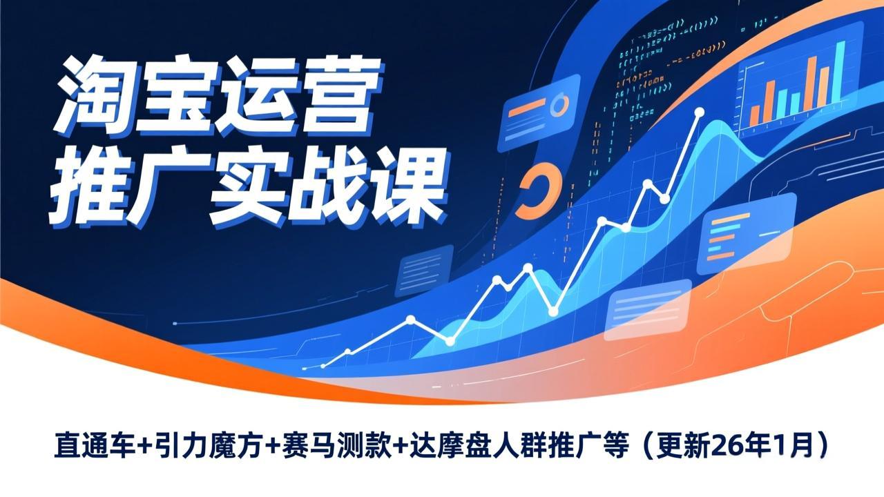 淘宝运营推广实战课，直通车+引力魔方+赛马测款+达摩盘人群推广等(更新26年1月-网创资源站