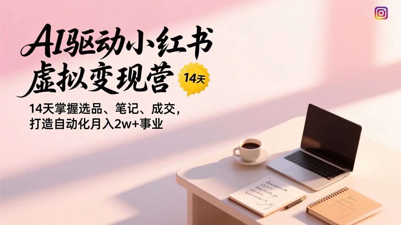 AI驱动小红书虚拟变现营，14天掌握选品、笔记、成交，打造自动化月入2w+事业-网创资源站