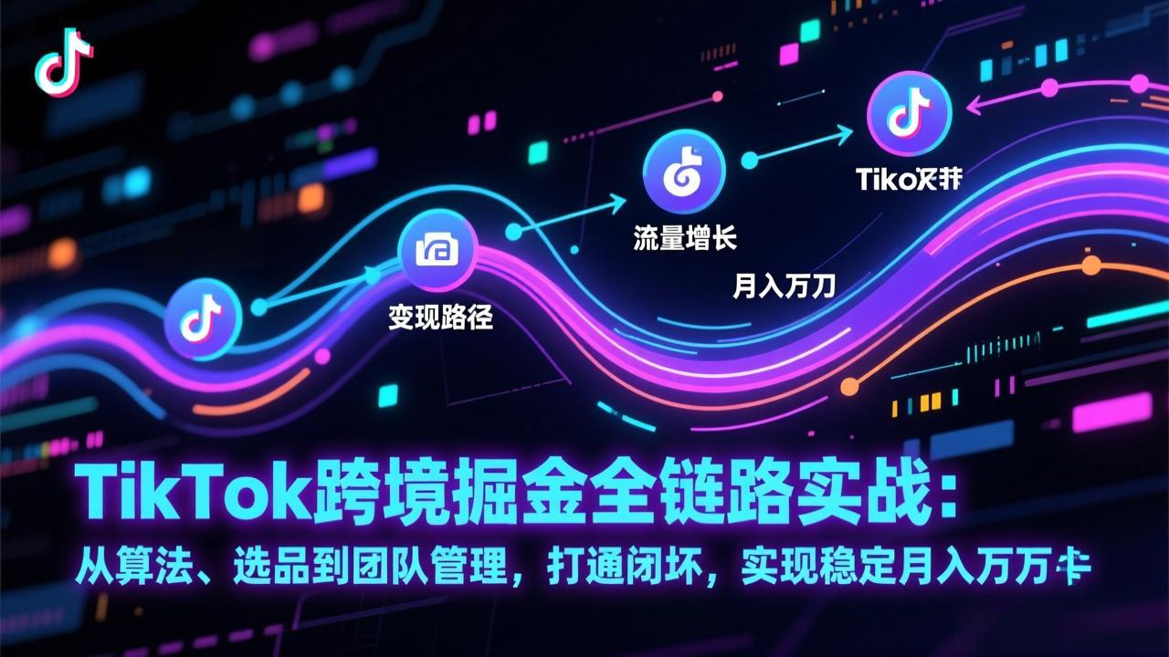 TikTok跨境掘金全链路实战：从算法、选品到团队管理，打通闭环，实现稳定月入万刀-网创资源站