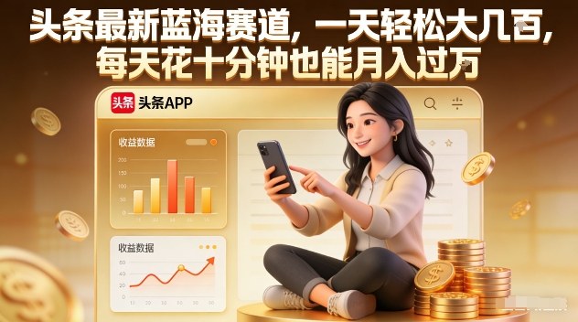 头条最新蓝海赛道，一天轻松大几张，每天花十分钟也能月入过1W【揭秘】-网创资源站