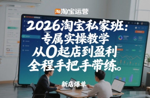 2026淘宝私家班：专属实操教学，从0起店到盈利，全程手把手带练-网创资源站