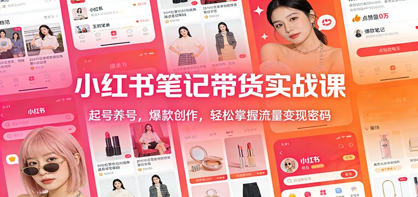 小红书笔记带货实战课：起号养号，爆款创作，轻松掌握流量变现密码-网创资源站