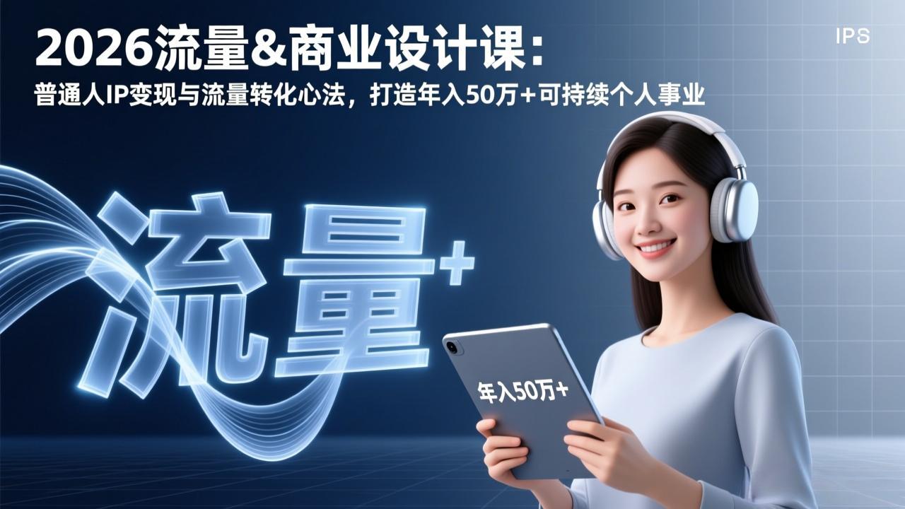2026流量&商业设计课：普通人IP变现与流量转化心法，打造年入50万+可持续个人事业-网创资源站