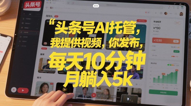 头条号AI托管，我提供视频，你发布，每天10分钟，月躺入5k+【揭秘】-网创资源站