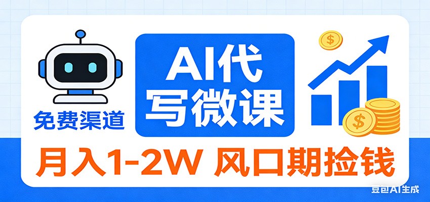 2026告别打工！AI 代写微课，提供免费渠道，月入 1-2W 风口期捡钱-网创资源站