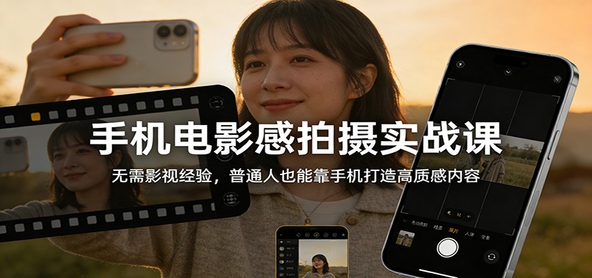手机电影感拍摄实战课：无需影视经验，普通人也能靠手机打造高质感内容-网创资源站