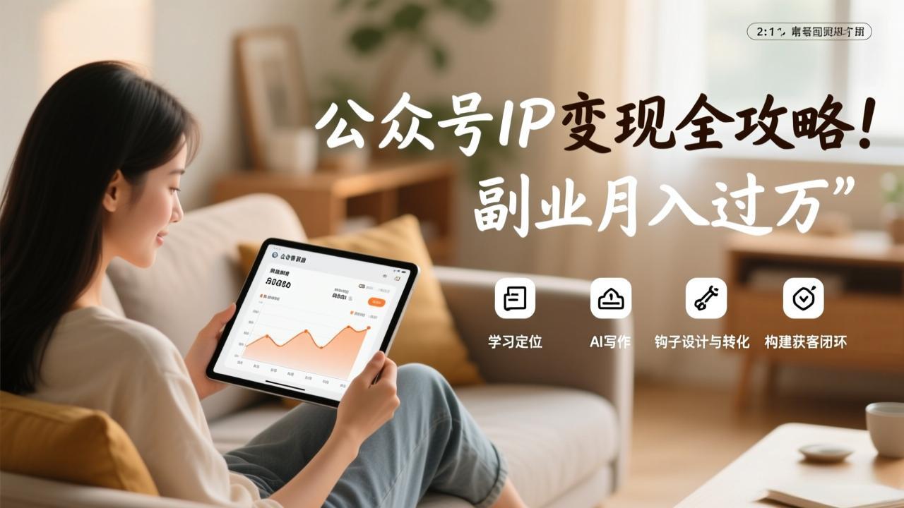 公众号IP变现全攻略，学习定位、AI写作、钩子设计与转化，构建获客闭环，副业月入过万-网创资源站
