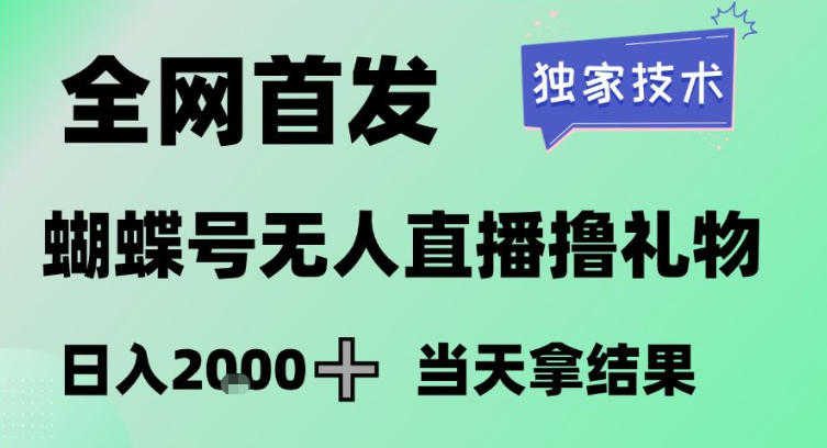 2026最新蝴蝶号无人直播掘金，独家技术，全网首发小白做了一个月收益3W，长期稳定可做【揭秘】-网创资源站