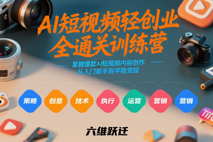 AI短视频轻创业全通关训练营，掌握爆款AI短视频内容创作，从入门新手到平稳变现的六维跃迁-网创资源站