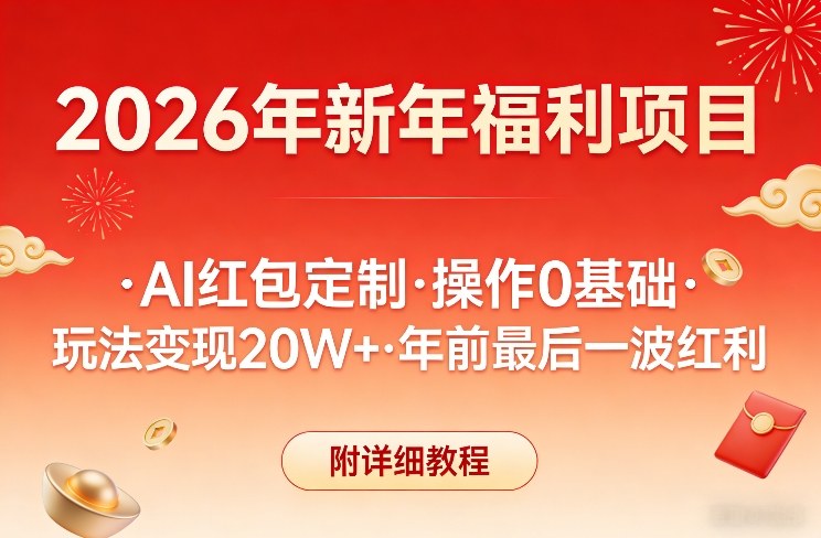 新年福利项目，AI红包定制，操作0基础，玩法变现20W+年前最后一波红利，附详细教程-网创资源站