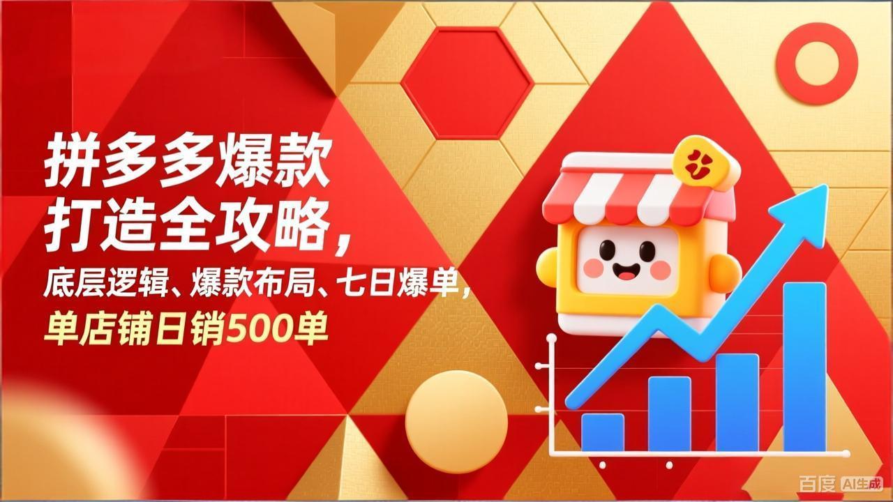 拼多多爆款打造全攻略，底层逻辑、爆款布局、七日爆单，单店铺日销500单-网创资源站