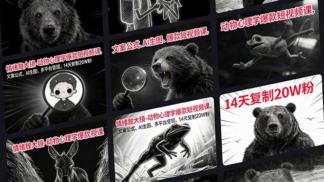 情绪放大镜-动物心理学爆款短视频课，文案公式、AI生图、多平台变现，14天复制20W粉-网创资源站