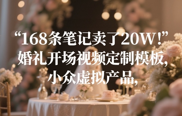 168条笔记卖了20W！婚礼开场视频定制模板，小众虚拟产品-网创资源站