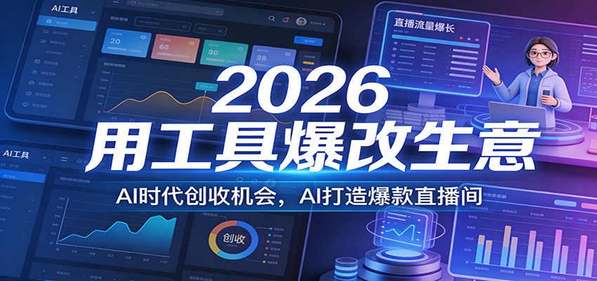2026用工具爆改生意，AI时代创收机会，AI打造爆款直播间-网创资源站