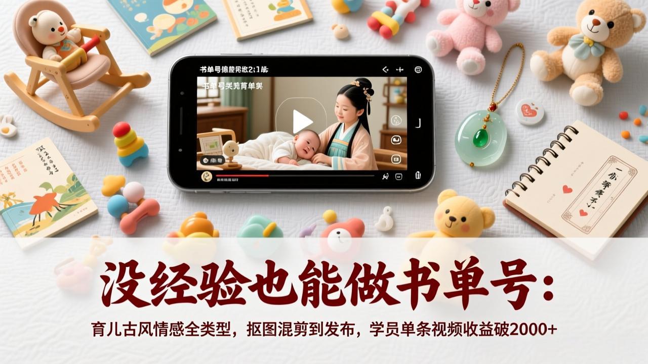 没经验也能做书单号：育儿古风情感全类型，抠图混剪到发布，学员单条视频收益破2000+-网创资源站