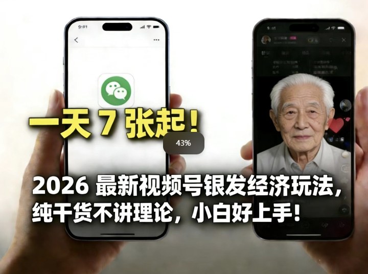 2026最新视频号银发经济玩法，轻松每天7张起，小白也可做-网创资源站