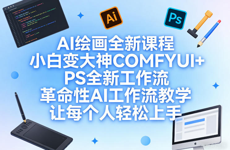 AI绘画全新课程，小白变大神COMFYUI+PS全新工作流，革命性AI工作流教学，让每个人轻松上手-网创资源站