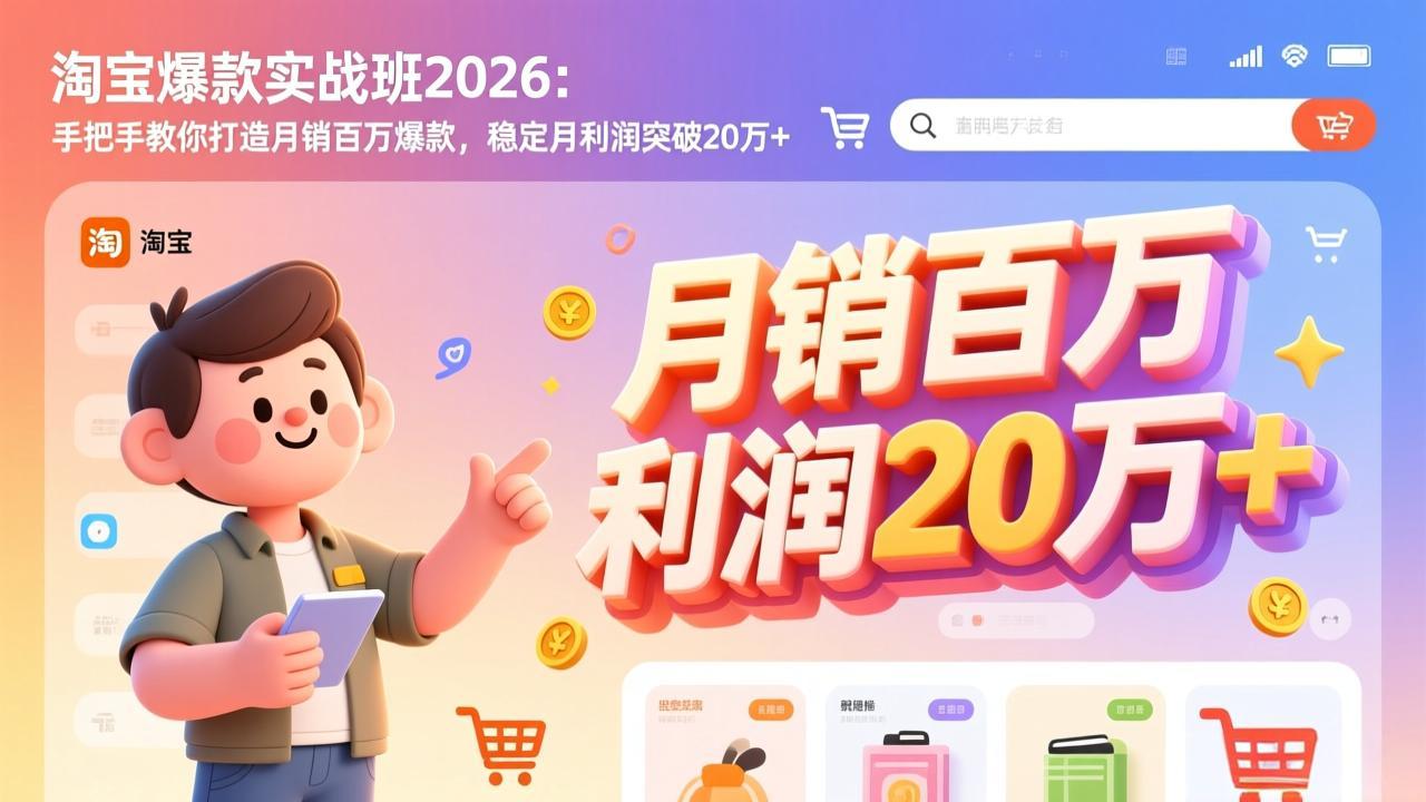 淘宝爆款实战班-2026年3月更新：手把手教你打造月销百万爆款，稳定月利润突破20万+-网创资源站